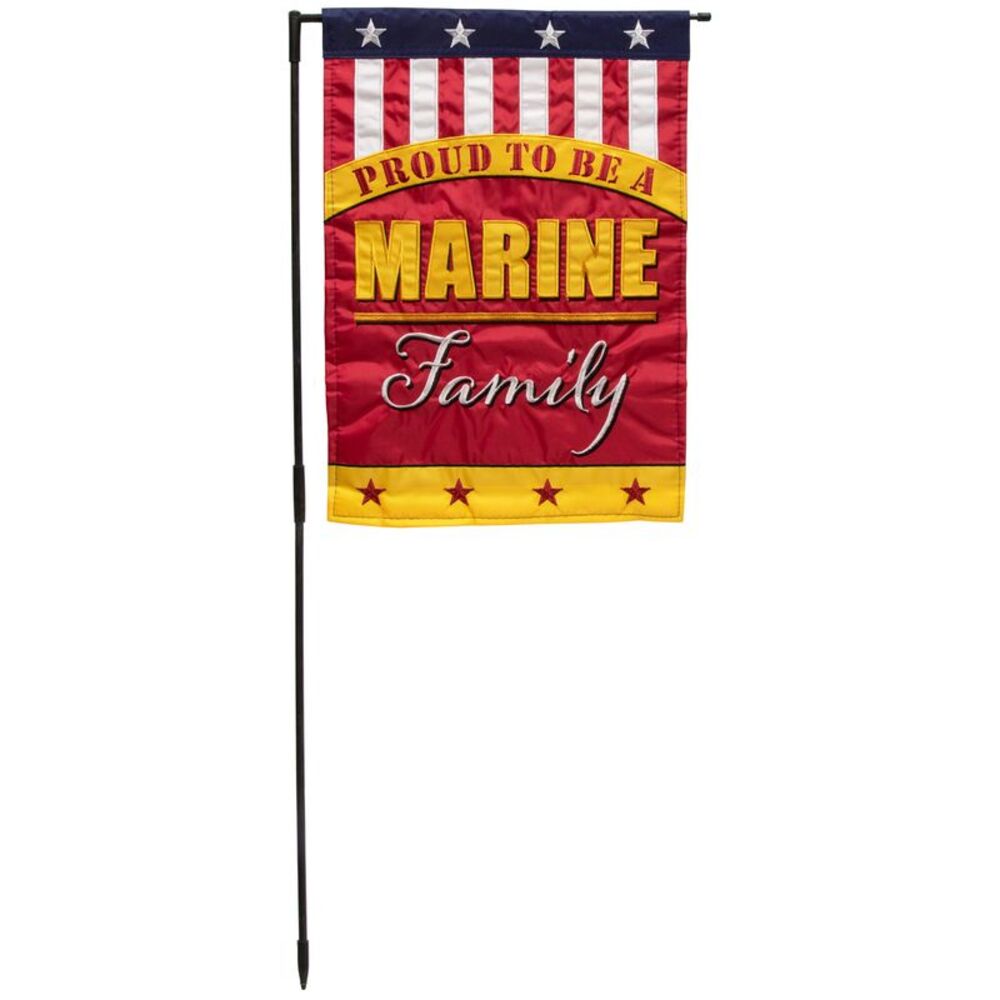 Proud To Be A Marine Family Double Sided Garden Flag with Pole